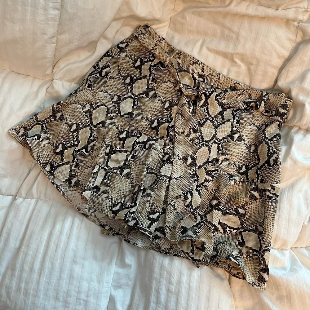 Zara snake print skort with tie waist